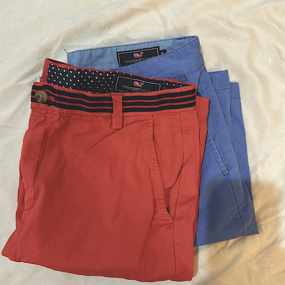 Boys Vineyard Vines Shorts 2 pair size 18 Mint condition.